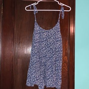 blue floral print romper